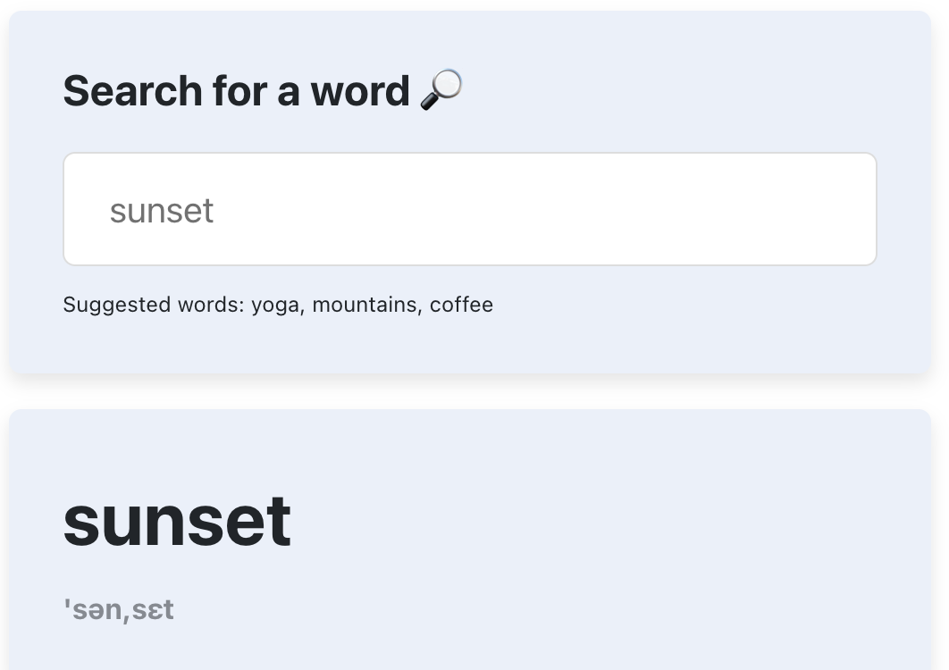 Dictionary app preview
